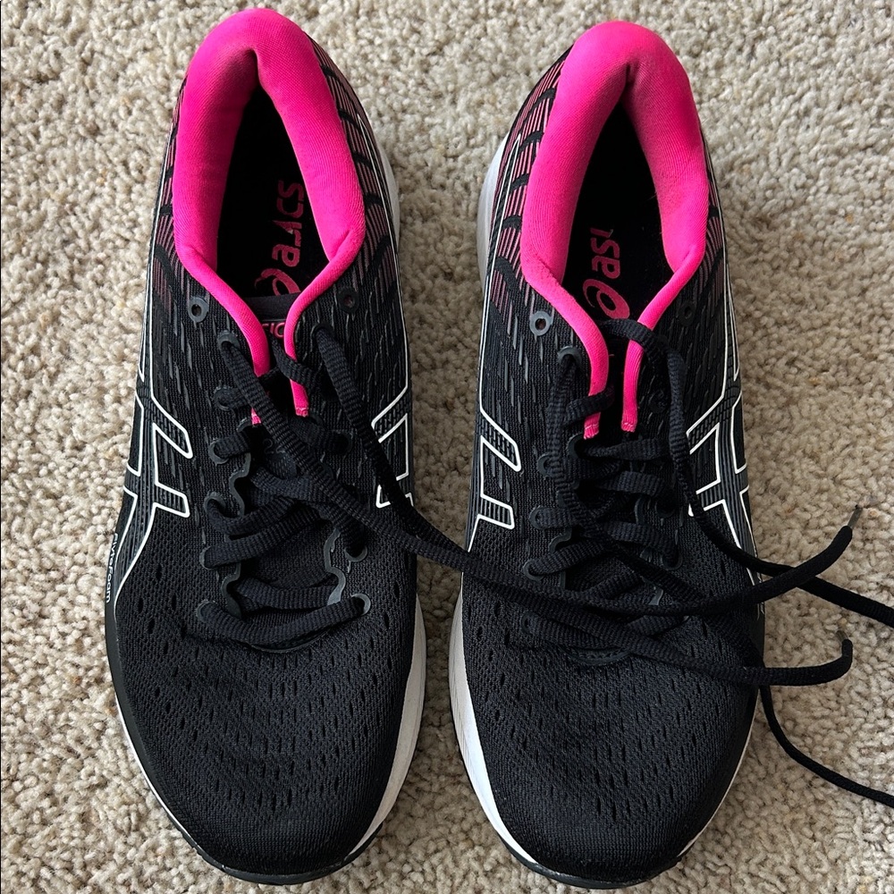 ASICS Women's Black and Hot Pink Athletic Shoes